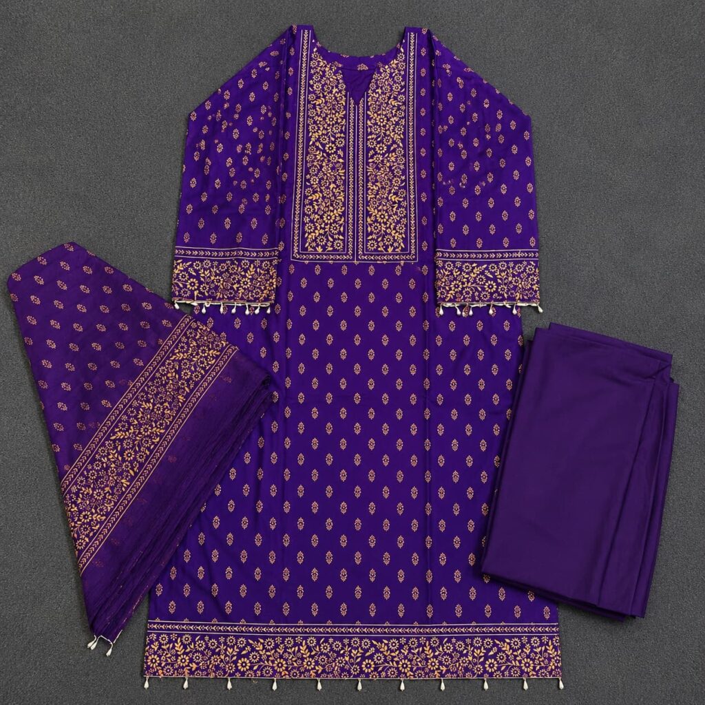 Readymade Skin Print Cotton Three Piece