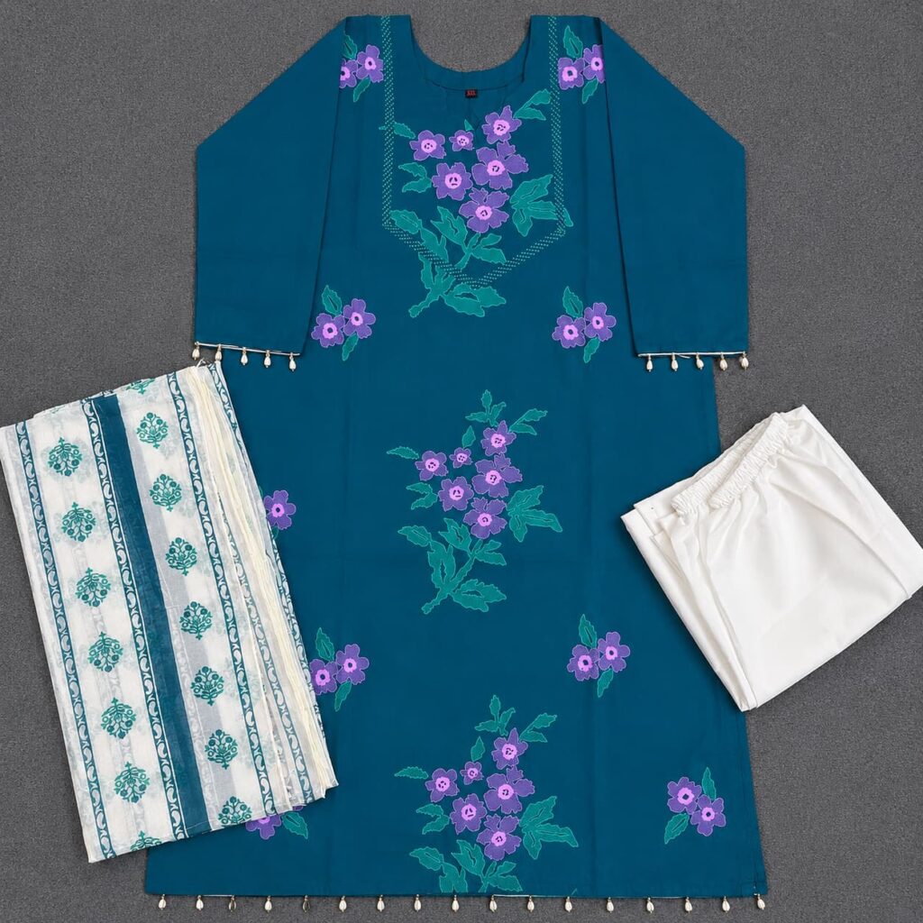 New Exclusive Readymade Cotton Three Piece For Women